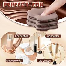 Set de 12 Piezas de Esponjas para Base de Maquillaje, Incluye Esponja, Borla Y Borla para Polvos 2 Cajas de 6 Piezas Color Chocolate. - Marrón - Ver 6