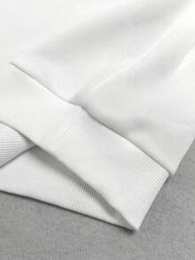 Black Hooded Sweatshirt For Women Floral Pattern Print Loose Casual Versatile Jacket For Spring Autumn Winter Outdoor Wear - White - View 4