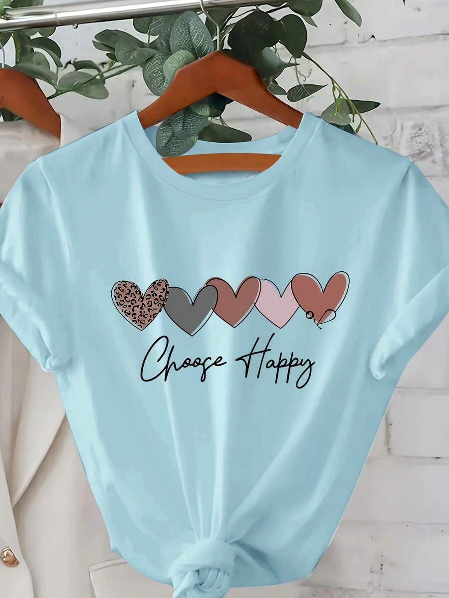 Women'S Printed Short-Sleeve T-Shirt - 淺藍色 - 查看 1