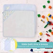 3 - Piece Hooded Towel Set and, Soft Terry Towels, Essentials, Blue Dino - Dino azul - Ver 5