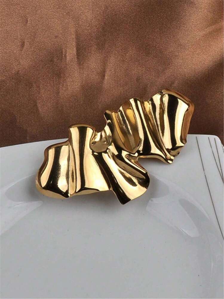 1枚粗犷法式胸针设计，小众风格，轻奢，不锈钢材质，不规则折叠，星形造型，可搭配外套、毛衣或胸前花朵别针 - 彩色 - 查看 2