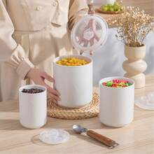 3pcs Multi-Purpose Ceramic Kitchen Storage Jars - Utensil Holder, Vase, Flip-Top Airtight Container, Suitable For Coffee, Tea, Sugar, Kitchen Storage - For Home, Office, Cafe - White - View 7