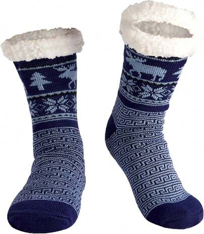 TendenciaBSTcentelha Calcetines para hombre con forro polar cálido, suela antideslizante, calcetines de Navidad para inviernoCalidad premium