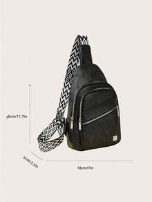 Nova bolsa transversal retrô, moderna, clássica e versátil, em tecido PU impermeável de cor sólida, com várias camadas. Possui bolso embutido, diversos compartimentos com zíper e um orifício externo para fones de ouvido. A alça de ombro com estampa de diamante é ideal para viagens, compras, uso como bolsa transversal e também como bolsa esportiva para atividades ao ar livre. - Preto - Ver 2