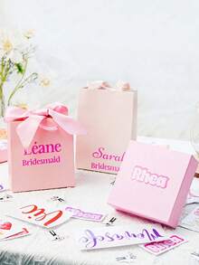Customized Name Stickers, Suitable For Glass Cups, Gift Boxes Or Use; Personalized Vinyl Labels, Suitable For Bridesmaid Invitations, Office Valentine's Day Gifts, Father's Day Gifts; Can Also Be Used To Personalize Water Bottles, Mugs, Cups, Laptops, Etc.; Customized Label Decorations - Multicolor - View 10