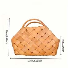 1个带提手的编织篮，多用途收纳盒，适用于家居装饰、婚礼回礼和礼品包装、婴儿派对礼物、纪念品篮、木质礼品篮、包装篮、收纳篮、创意礼品展示 - 彩色 - 查看 14