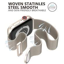 Mesh Loop Compatible With Apple Watch Bands For Women Men 40mm 41mm 38mm 42mm 44mm 45mm 49mm 46mm Series 11 10 9 8 7 6 5 4 Ultra3 SE3 2, Stainless Steel Metal Magnetic Strap For Apple Watch - A - View 4