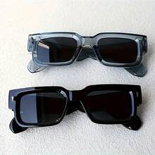 Gafas cuadradas informales de moda para hombre, montura gruesa retro, estilo decorativo para fiestas. - Gris transparente - Ver 6