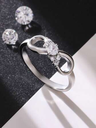 1pc Minimalist Fashionable Personalized Zirconia Ring, Gift For Women On Valentine's Day, Birthday, Party