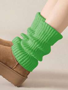 1/3/5/10/20/30 Pairs Of Women's Leg Warmer, White Knitted Warm Calf Socks, Suitable For Autumn And Winter. Women's Slouch Socks, Warm, Prevent Air Leakage At The Cuffs, Chunky Knit Detail Soft Warm Keeping & Fashionable Layering Function Autumn And Winter, Warm And Comfortable,White Leg Warmers Leg Warmers - Multicolor - View 25