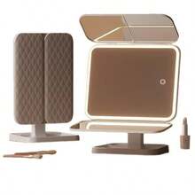 3-Fold Adjustable Makeup Mirror With 1X/2X/3X Magnification, 3-Color Lighting, Detachable Stand, Portable LED Travel Makeup Mirror With Brightness Control, Smart Touch Screen, USB Charging, High Definition - Suitable As A Gift For Women On Birthday, Valentine's Day, Mother's Day, Thanksgiving - Various - View 9