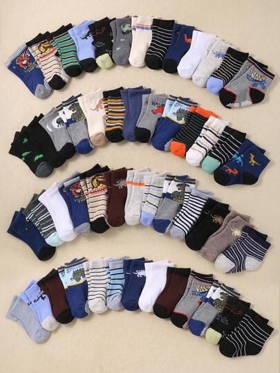 24 Pairs Soft Baby Boat Socks, Dinosaur Stripe Pattern, Toddler Boys Socks, Multiple Patterns Available, Super Soft Stretchy Breathable Non-Binding, Suitable For 0-36 Months Babies, All Season, Baby Socks, Toddler Boy Socks, Infant Socks, Boat Socks, Dinosaur Socks, Toddler Boy Gift Set, Christmas Gift, Newborn Essential Series