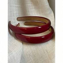 1pc Retro Red PU Leather High Hairline Wash Face Non-Slip Headband Accessories Hairband Hair Hoop Hairband Hair Hoop Headbands - 酒紅色 - 查看 1