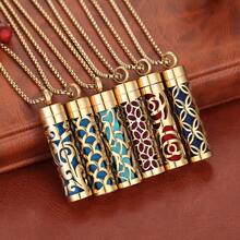 New Stainless Steel Jewelry Aromatherapy Diffuser Pendant Necklace, Hollow Flower Heart Open Locket Fragrance Essential Oil Diffuser Necklace, Couples & Men Punk Necklace Accessory Gift - Black - View 8