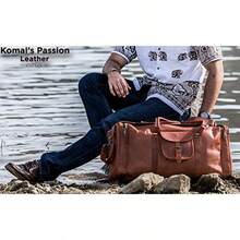 Komal's Passion Leather Leather Duffle Bag 32 Inch Large Travel Bag Gym Sports Overnight Weekender Bag 21 Inch - As Pic - View 2