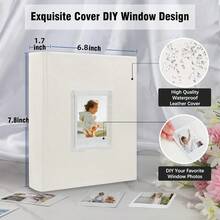 WSXC Photo Album For Fujifilm Instax Mini Camera 180 Pockets Photo Album With Writing Space For Polaroid Leather Cover 2x3 Photo For Instax Mini 12 11 9 40 8 7 Evo LiPlay Instant Camera White - 白色 - 查看 2