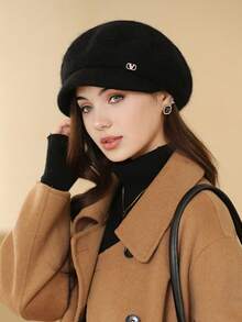 1 件装女士纯色贝雷帽，保暖防风，适合妈妈，时尚百搭兔毛针织帽，适合户外散步 - 彩色 - 查看 19