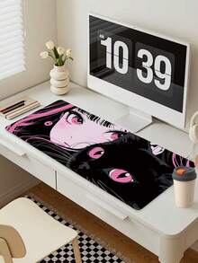 1个动漫猫咪图案防滑防尘鼠标垫，硅胶表面，橡胶底，适用于电脑桌面装饰 - 貓咪 - 查看 2