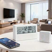 LED Digital Alarm Clock With Transparent Temperature And Humidity Meter, Displaying Weather, Temperature, Date, 12/24 Hour Calendar, Simple Transparent Desktop Electronic Clock With Large Screen Temperature And Humidity Meter Alarm Clock, School Gift For Christmas And Halloween, Condition Display, Classroom Learning Tool, Transparent Digital Clock, Weather Temperature Display, Transparent Design, Clear Acrylic Appearance, Precise Sensor, Lightweight Structure, Suitable For Home And Office Users