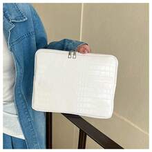 Slim Laptop Sleeve, Shock-Resistant Laptop Sleeve, Tablet Inner Sleeve, New Tablet Protective Case, Nylon Laptop Bag, Lightweight Women's Handbag, Stone Texture Handbag, Fashionable Chic Small Square Bag, Shoulder Bag - Black - View 10