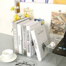 1pc Transparent Acrylic 4-Grid Display Shelf, Book/Handbag/Storage Organizer - Clear - View 6