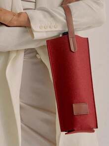 Felt Wine Bottle Tote Bags - Single-Bottle Gift-Ready Felt Wine Gift Bags With Faux-Leather Handles & Reinforced Flat Bottom; Portable, Foldable Gray Champagne & Wine Carrier, Elegant Reusable Gift Box Packaging; Thick Felt, Tear-Resistant, Soft Touch, Protective Bottle Holder For Weddings, Birthdays, Bridesmaids, - Multicolor - View 7