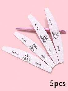5pcs Crescent Nail Files, Double-Sided Coarse 80/100/150/180 Grit Nail Buffers, Minimalist Nail Care Tools For Nail Salon Use - Grey - View 8