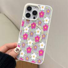 Patrón floral, carcasa de teléfono simple y de moda, compatible con iPhone 11 / 12 / 13 / 14 / 15 / 16 / Pro / Max y Galaxy plus / Pro / S22 / S23 / S24 / s25 / ultra / fe. Muy adecuado como regalo de vacaciones, regalo de San valentín. - Blanco - Ver 3