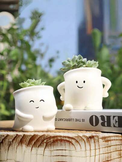 Una maceta de suculenta de dibujos animados linda, perfecta para uso en interiores y exteriores - ideal para la decoración del hogar, la decoración del escritorio de la oficina y como regalo. Agrega color a tu espacio con estas adorables macetas; son amadas por los entusiastas de las suculentas y los decoradores del hogar por igual.
