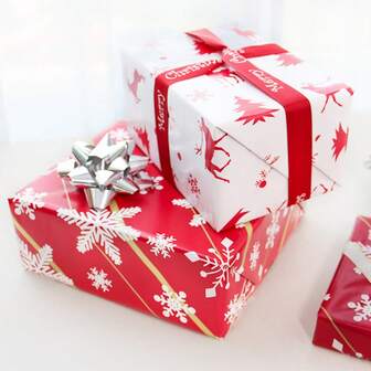 1pc 43*366cm Large Size 80g Red & White Double-Sided Printed Paper, Home Decor, Party Decoration, Cuttable Copper Plate Gift Wrapping Paper, Essential For Christmas Surprises!