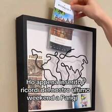 旅行票据 门票 收纳相框 旅行记录相框明信片收藏纪念相框和储蓄罐情侣纪念相框 - 正方形,直径22cm,外径(厚さ4.5cm) - チェックする 2