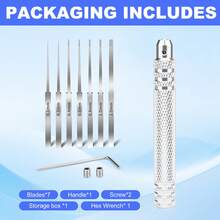 Model Scriber Chisel Model Scriber Cutting Tool 7-In-1 Scriberes Kit With 7 Blades (0.1/0.2/0.4/0.6/0.8/1.0/2.0mm) Tungsten Steel Blades For Modeling Hobby, Car And Airplane Kits, Bonsai