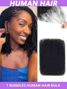 30g Bulk 4C Afro Kinky Curly Human Hair Extensions -Real Unprocessed Nature Black Hair For Dreadlocks, Micro Locs, Braids, Twists & Locs - Multi- Friendly, Braid Enhancement, Natural Look Hair, Realistic Hairline, 8 10 12 14 16 18 20 Inch - Natural Black - View 1