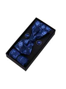 3 st/set herrfluga, manschettknappar, näsduk, presentask, formell kostym, affärsfest, exklusiv, fluga, manschettknappar, presentask - Multifärgad - Visa 8