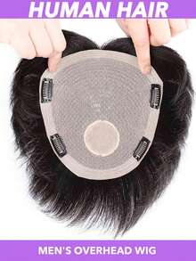 1件男士真人发假发 - 18x20/16x18厘米，男士自然逼真补发假发，隐形翻盖设计，适用于脱发/头发稀疏，佩戴牢固，适合日常及特殊场合，兼容所有浅米色调，男士假发，高品质假发，脱发解决方案，无缝融合，经久耐用，#1B - Natural Black - 查看 4