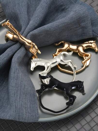 1个逼真马形餐巾环，锌合金动物系列餐巾架，适用于宴会派对餐桌装饰