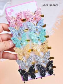 12个/套闪亮渐变蝴蝶发夹，采用绚丽的渐变色搭配闪亮亮片，在光线下熠熠生辉。金色夹子设计精致小巧，适合女孩和女士佩戴，是日常必备的配饰。无论是休闲外出还是派对场合，都能让你成为众人瞩目的焦点。扁平爪夹、发夹、发爪、校园用品、大学、Y2K风格、新年、发饰、头饰、发卡 - 彩色 - 查看 11