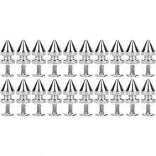 20 Piezas Punk Cone Spikes Studs, Screwback Studs Remaches Metal Bullet Spikes Studs para Ropa Leather Decoración Accesorios 8x13.5cm(8 * 13,5mm plata) - 8*13,5 mm plano - Ver 3