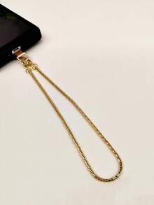 1pc Metal Phone Wrist Strap With 1pc Stainless Steel Washer, Suitable For Women, Girls, Shopping, Travel, Party, Walking - Gold - View 4
