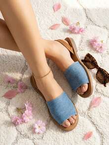 Women Flat Sandals - Blue - View 3