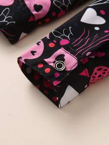 Áo sơ mi cổ tròn in hình trái tim ngày lễ tình nhân cho bé trai, áo khoác cardigan dự tiệc ngày lễ, mùa thu/xuân - màu đen - Xem 4