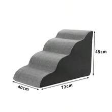 4-Step Pet Stairs, Suitable For Small & Large Dogs/Cats, High-Density Foam Treads, Removable & Washable Cover, Lightweight & Portable, For Bed/Sofa/Recliner - Grey - View 5