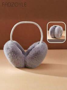 FADZOYLE 1pc Foldable Fluffy Wool Ear Muffs, Adjustable Headband, Soft Wool Lining, Unisex Winter Ear Warmers, Coffee Brown - 細桿狀灰色 - 查看 7