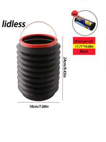 4L Foldable Car Trash Can, Waterproof And Leak-Proof. Car Hanging Expandable Storage Box With Hook And Loop Anti-Slip Multifunctional Garbage Can - Black - View 4