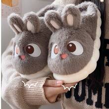 一双兔子毛绒拖鞋，女士款，保暖舒适，适合秋冬季休闲穿着，新款优雅女士家居鞋，低跟，简约圆头，冬季保暖配饰，可爱毛绒拖鞋，理想的新年/情人节礼物，情侣拖鞋，母亲节礼物，卧室装饰，花园装饰，厨房装饰，夏季，海滩，旅行必备，房间装饰，柔软舒适，毕业季礼物 - 彩色 - 查看 2