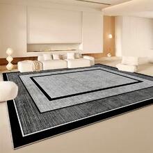 Advanced Version (850g/㎡)/M2)/Swan Velvet Version Of Large Area Carpet. Black-And-White-Gray Frame Has Simple Style Design, Machine Washable Design And Easy Maintenance, And Adopts High-Density Material And Anti-Slip Particle Backing To Effectively Prevent Fading. - Multicolor - View 4