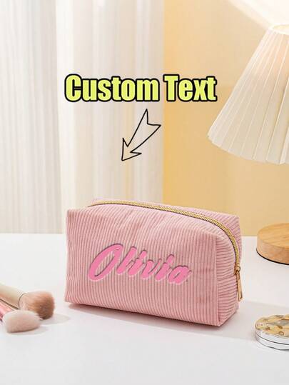 Personalized Cosmetic Bag, Custom Corduroy Makeup Bag, Name Makeup Bag, Monogrammed Toiletry/Makeup Bag, Bridesmaid Gifts, Bachelorette Party Gifts, School Supplies, Back To School, School Gifts, For Office, For School, For Classroom, For Coworkers, For Dorm Rooms, Middle School Students