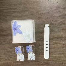 Ốp lưng bảo vệ sạc Apple họa tiết hoa tối giản, phù hợp với cáp sạc 20W 15, cáp dữ liệu điện thoại 16 Pro Max, ốp lưng bảo vệ 13/14 Plus, chống uốn cong và chống mèo cắn - Xanh và trắng - Xem 8