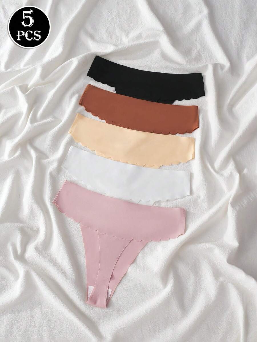 Conjunto de 5 calcinhas fio dental femininas multicoloridas, sem costura, sensuais e confortáveis. - Multicolorido - Ver 1