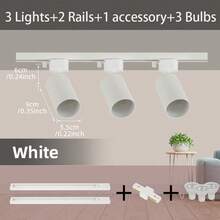 6件套轨道灯套装，黑/白嵌入式筒灯，GU10灯座，可更换GU10灯泡，冷白光/中性白光/暖白光，LED吸顶灯，吸顶射灯，吸顶轨道射灯，专业商业照明灯具，包含轨道和配件，适用于卧室、客厅、厨房、展厅、商场、酒店等场所。 - GU10軌道燈套裝 - 查看 15